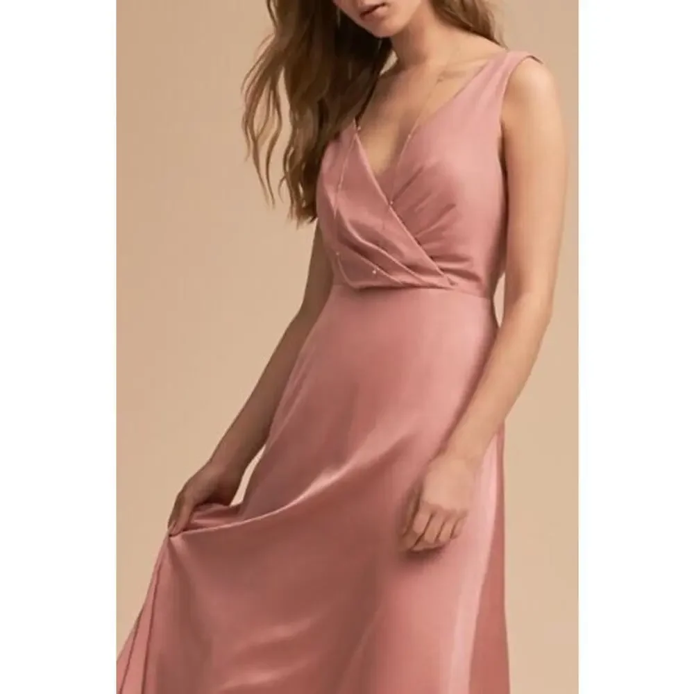 BHLDN x Donna Morgan Sabine Satin Maxi Mauve Dress US 10 - Picture 2 of 10